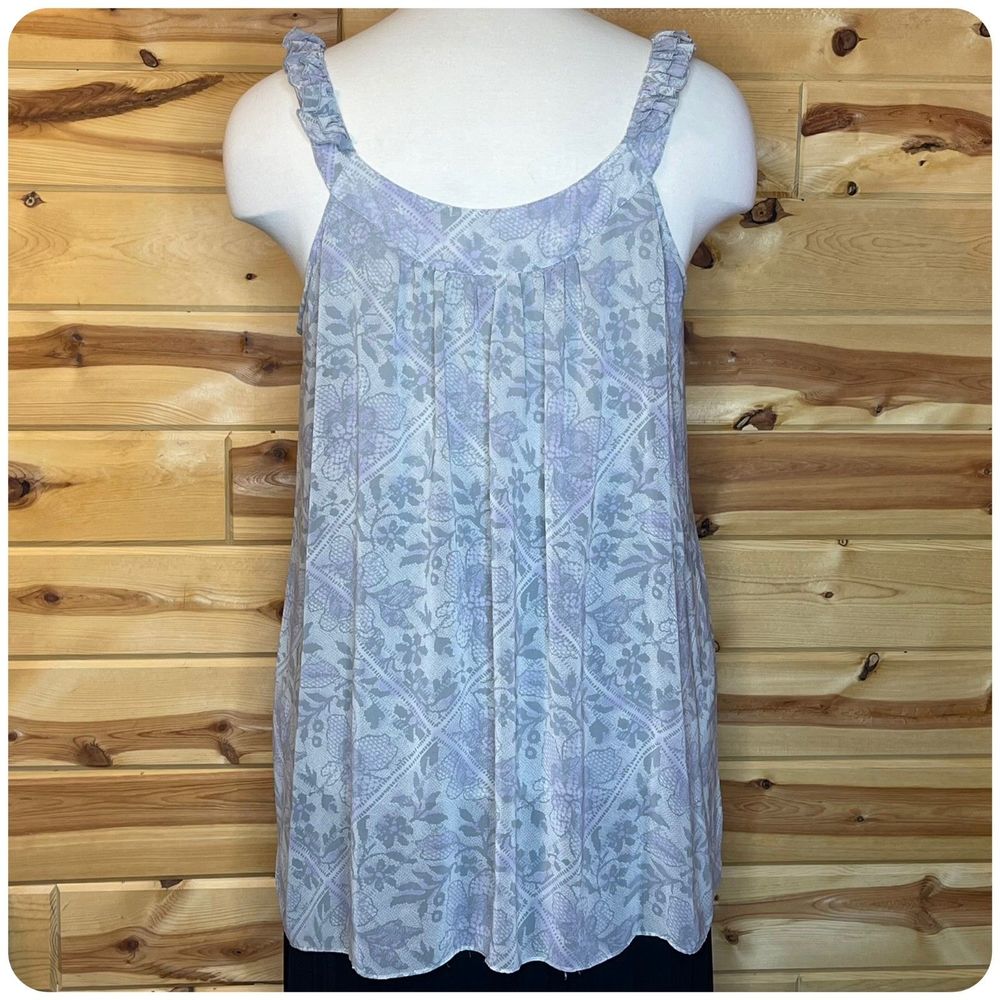 Apostrophe Sleeveless Tunic Top Blouse Ruffled Straps Fully Lined Plus 3x Flowy